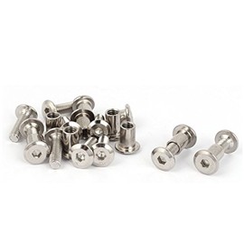 Sourcingmap Screw Post Male M6x20mm Belt Buckle Binding Bolts Leather Fastener 10 Sets