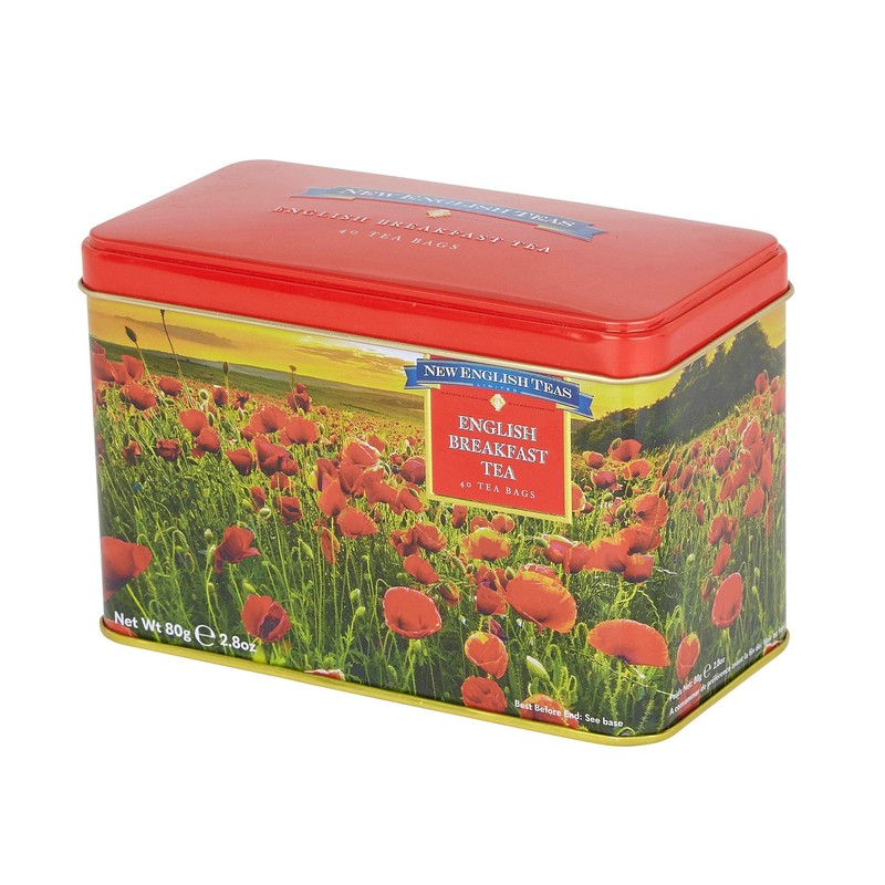 New English Teas Poppy Fields Tea Tin for Remembrance Day