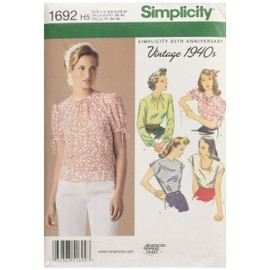 Simplicity Vintage 1940's American Sewing Guild Pattern 1692 Misses Vintage Style Tops Sizes 6-8-10-12-14