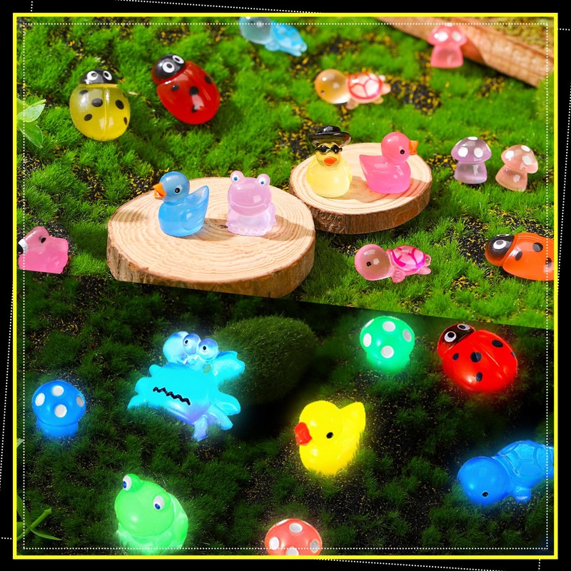 Colingmill 300 Pieces Luminous Mini Resin Animals Figures Glowing Miniature