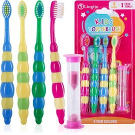 Kids Toothbrush, Toddler Toothbrush, Kids Toothbrush Pack, Toddler Toothbrush Age 2-4, Kids Tooth Brush, Kids Travel Toothbrush for Tiny Hands Boys and Girls Soft Toothbrush Kids (4 Pack - With Timer)