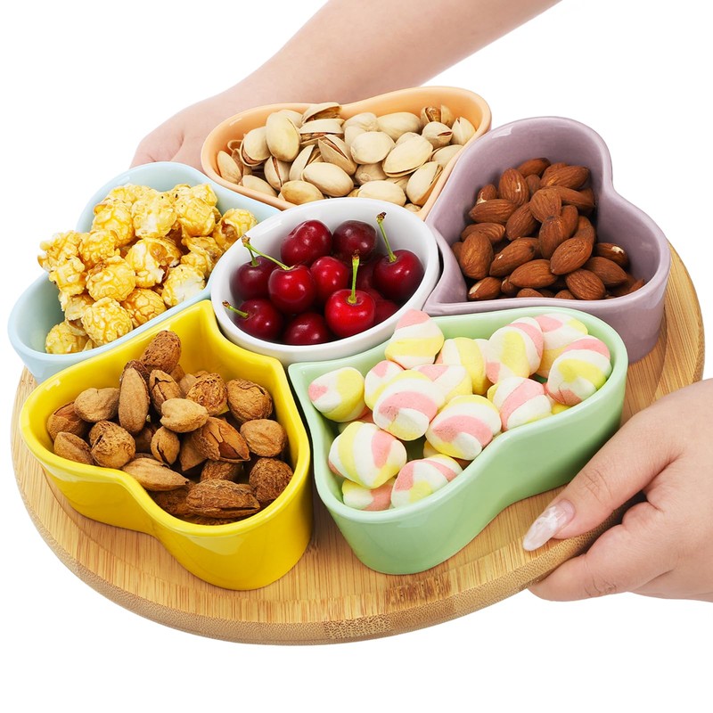 Cididu 11'' Lazy Susan Serving Tray, Ceramic 360° Rotating Serving