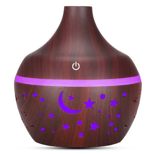 Essential Oil Humidifier, Diffuser for Essential Oils, 300 ml Container, 4 Colour Changing LED Lights, Air Diffuser, Humidifier for Aromatic Essential Oils, Aromatherapy (Dark Colour)
