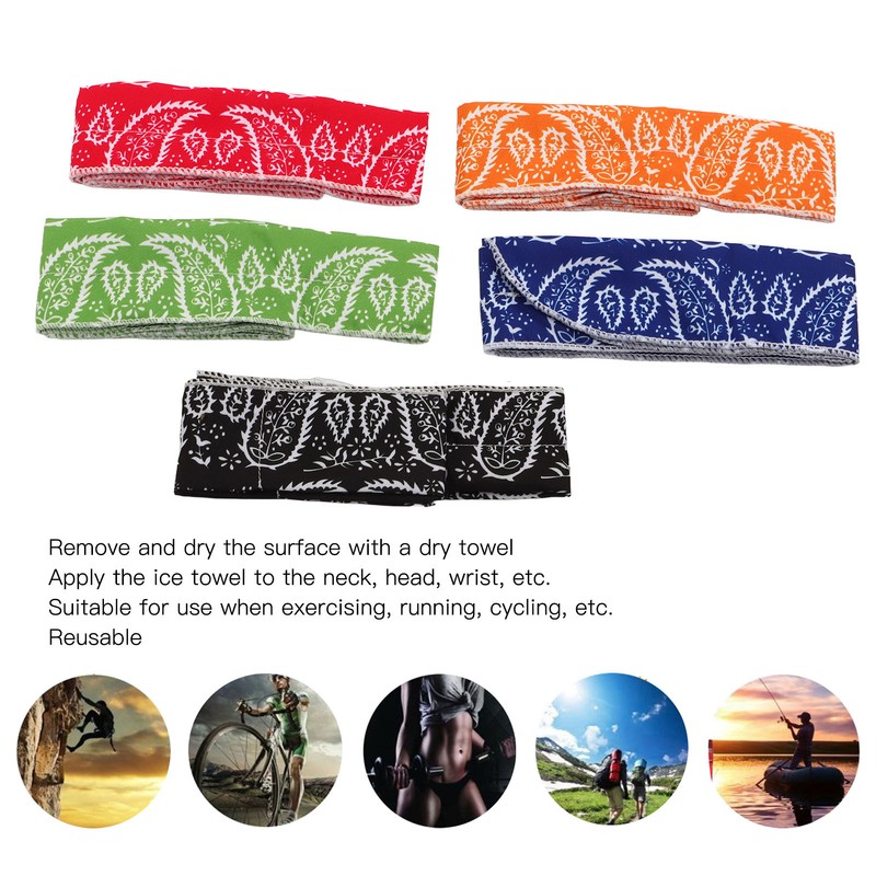 5Pcs Ice Cooling Scarf All Cotton Reusable Cooling Neck Scarf