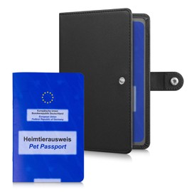 kwmobile Vaccination Certificate Cover for Animals - Protective Cover for EU Pet ID - Pet Vaccination Card Cover Faux Leather - Compatible with German Vaccination Card for Animals, black