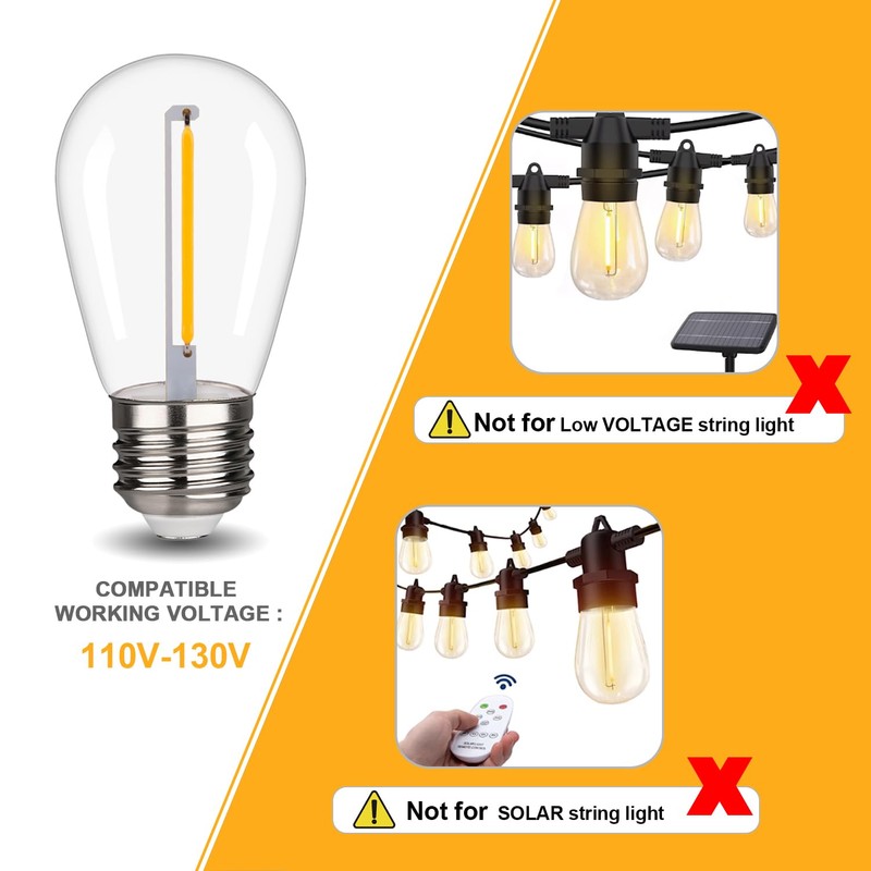 KGC 30 Pack Shatterproof & Waterproof S14 Replacement LED Light