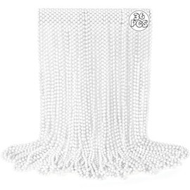 VLUV 36Pcs Bead Necklace, 33 Inch White Beaded Necklace, White Accessories, 4th of July Party Favors Festival Parade Throw for Fourth of July Celebrations Supplies Party Decorations Wedding Decor
