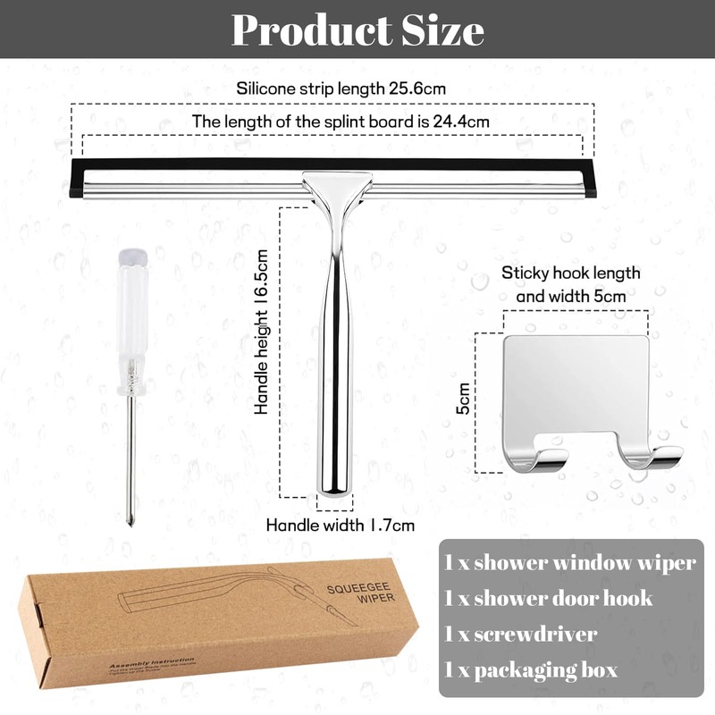 Srup Shower Squeegee, Non-Slip Shower Squeegee, Stainless Steel, Squeegee Shower