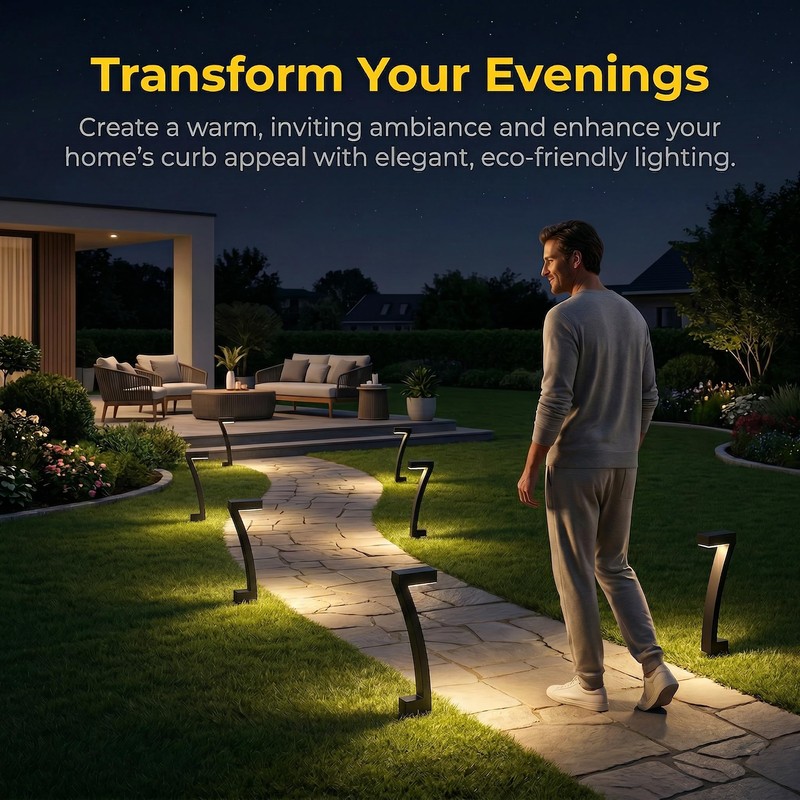 Ousam Led Solar Lawn Lights 7-Shaped Solar Walkway Light Outdoor