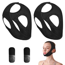 Pack of 2 chin straps, sleep apnea, anti-snoring chin strap, anti-snoring chin strap, sleep apnea, elastic snoring mask, aid for snoring reduction for men and women