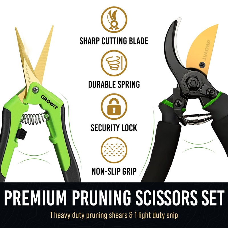 8.5" Professional Bypass Pruning Shears & Gardening Scissors Set -
