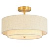 16" Semi Flush Mount Ceiling Light, 3-Light Gold Drum Ceiling