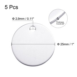 sourcing map Aluminum Round Stamping Blank DIY Label Tags 25mm/1inch Silver for Craft, Pendant Decoration, Pack of 5