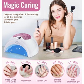 Okasiuv Rechargeable UV LED Nail Lamp with Diamond Design & Touch Control - 3 Timer Settings, Fast Curing for All Gel Polishes, Portable UV Nail Dryer for Professional Salon & Home (Pink)