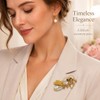 Gold Mantis Brooch, Pearl Clear Crystal Insect Lapel Pin