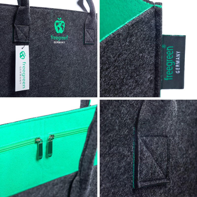 freegreen® Premium Shopping Bag XXL with Integrated Inner Pocket for