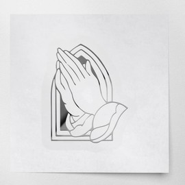 Decal Stickers of Hands Held in Prayer S (Metallic Silver) (Set of 2) Luxury Weatherproof Vinyl Decal Stickers for Laptop Desktop Smartphone Car Dirt Bike Wall Room Mason Jar - ANDstic528474SI