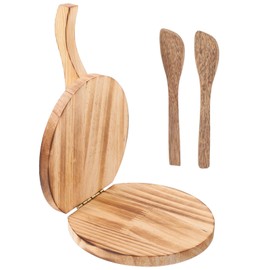 HOLIDYOYO Dumpling Wrapper - Wooden Dumpling Presser with 2 Wood Dumpling Knives, Practical Dough Pressing Tool, Dumpling Tortilla Maker Press for Home Kitchen Cooking Baking