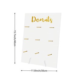 2 Pcs Wood Donut Wall Display Stand Reusable Rustic Doughnut Board Holder Donut Party Supplies for Wedding Birthday Festival Table Decor,White