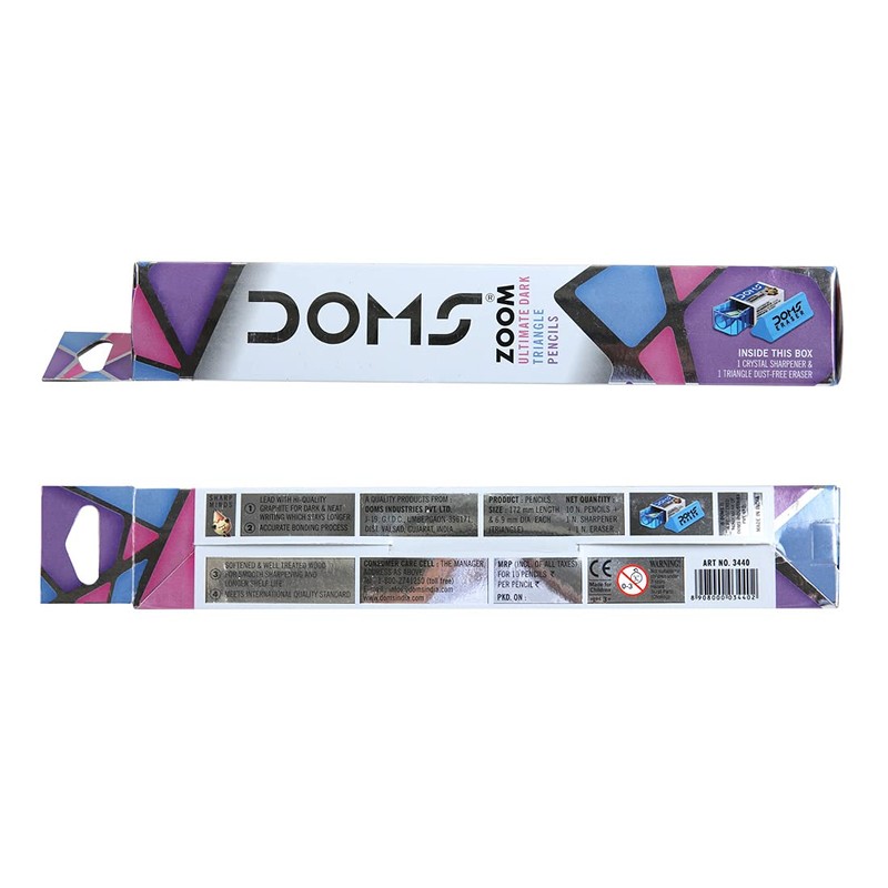 Doms Zoom Triangle 10 Pencils Ultimate Dark + 1 Free