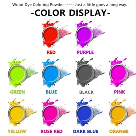 Ninesung Wood Stain Powder, 10 Colors/Set, Wood Dye Powder, Colored Wood Stain, Furniture Color Dye for Wood, Outdoor Indoor Wood Stain Powder, Wood Pigment Powder (10 Colors)