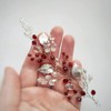 Aimimier Bridal Red Crystal Hair Vine with Leaf Ruby Headband