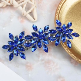Vintage Austrian Hair Barrettes, Glitter Sparkly Crystal Flower Hair Clips French Vintage Barrettes, White Rhinestone Metal Hair Pins Hair Accessories for Women Girls (Navy Blue Star)