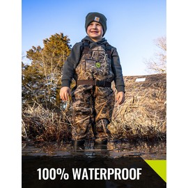 TIDEWE Chest Waders for Toddler & Children, Neoprene Waterproof Insulated Hunting & Fishing Youth Waders for Boy and Girl, Cleated Bootfoot Kids Wader, Next Camo Evos (Size 6)