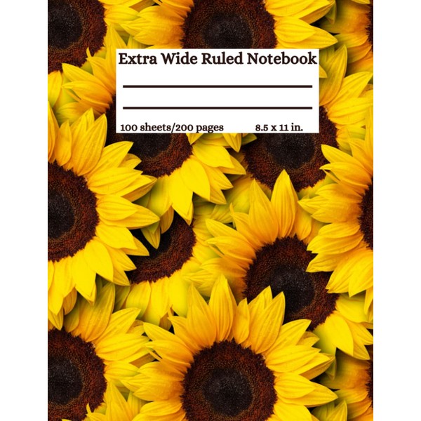 Extra Wide Ruled Notebook: Low Vision Notebook With 100 Sheets/200