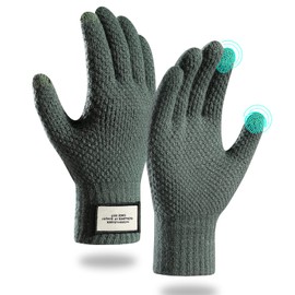 Moyad Thermal Gloves Womens Men, Touch Screen Winter Gloves with Warm Fluff Lining, Windproof Running Cycling Gloves with Elastic Cuff, Warm Knitted Gloves for Walking Skiing Hiking Driving, Green