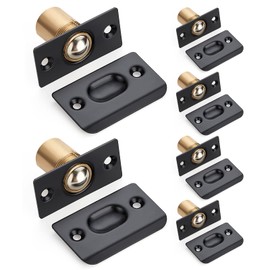 Ravinte Hardware Closet Door Ball Catch, Door Ball Catch Replacement, Ball Catches Door Hardware, Stainless Steel Dual Adjustable Strong Drive in Door Latch for Pantry Interior Doors - Black 6 Pack