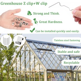 cosoro 50pcs Greenhouse Glass Clips,Polycarbonate Clips for Fitting Glass,Greenhouse Accessories Retaining Spring Window Clip Pane Fixings Clips(25 W Glazing & 25 Z Clips)