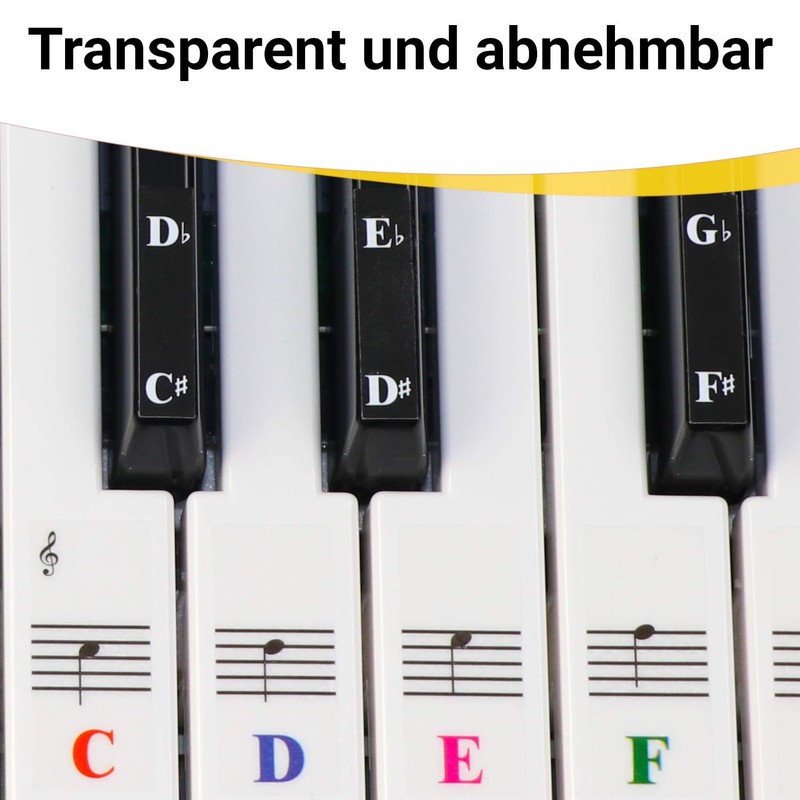 Piano Stickers for 61 Keys Keyboards Transparent and Removable