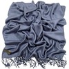 CJ Apparel Smokey Grey Solid Color Tassels Design Nepalese Shawl