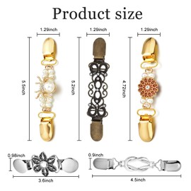 TopBine 5 Pieces Dress Clips Back Cinch Set,Vintage Sweater Shawl Clips，Retro Cardigan Collar Clips,Dress Shirt Brooch Clip for Women （5 Styles）