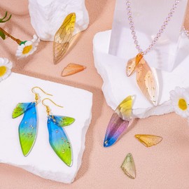 Beadthoven 20Pcs Resin Fairy Wing Charms Glittery Gold Foil Butterfly Dragonfly Wing Charms Transparent Insects Wing Colorful Angel Feather Pendants for DIY Jewelry Making Earring Necklace Supplies