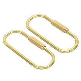 PATIKIL Brass Key Ring, 2 Pack Gold Screw Lock Clip Keyring Simple Style Keychain Holder for Home Office Keys