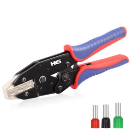 HKS Crimping Tool for Sleeves Ferrule Terminals & Pin Cord End- Ratcheting Wire Crimpers - AWG 3-1/0 (25-50mm²) - Ratchet Terminal Crimper - Electrical Crimping Tool