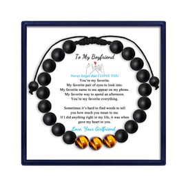 MFTRADING Boyfriend Gifts Bracelets To My Boyfriend Valentine's Day Gift Anniversary Birthday Christmas Gifts Braided Rope Natural Tiger Eye Stone Beaded Bracelets from Girlfriend