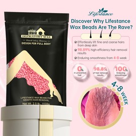 Lifestance Lifestance Rose 1134g Wax Beads, Coarse Hair Removal Formula, Hard Wax Beads for Brazilian Bikini - Legs - Underarm- Private Part, Waxing Beads with 10 Applicators for Wax Warmers