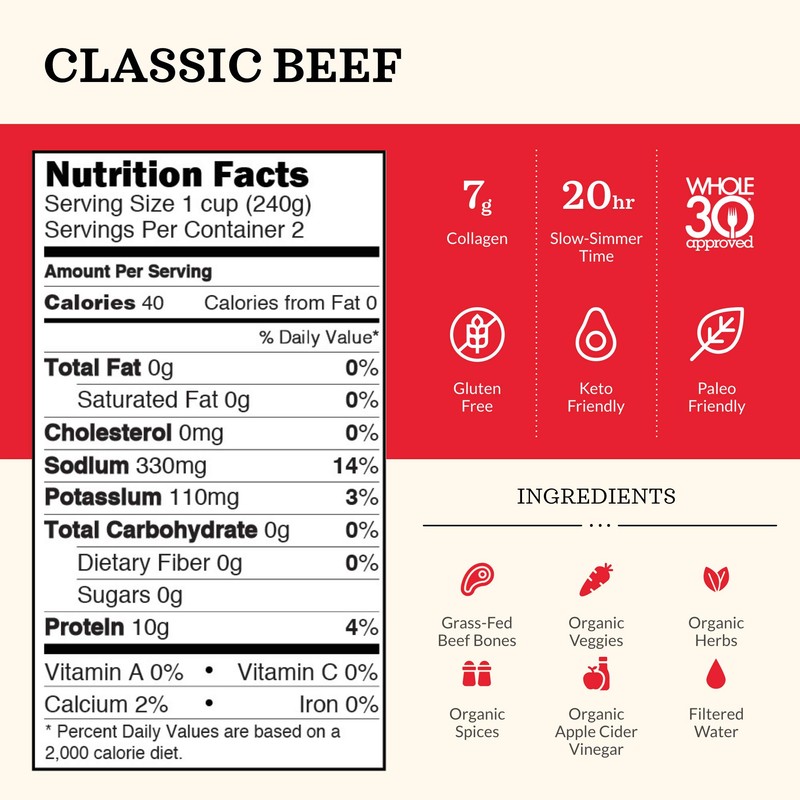 Kettle and Fire Classic Beef Bone Broth, Keto, Paleo, and