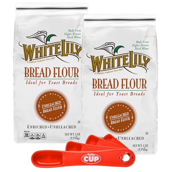 White Lily Bread Flour 5 lb Bag (Pack of 2) By The Cup Swivel Spoons