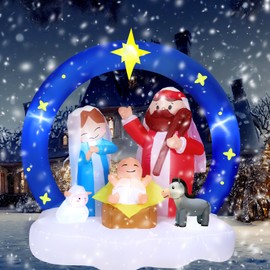 Glimin 6 ft Christmas Nativity Scene Decoration Centerpiece for Garden, Yard, Lawn and Home - Rustic Xmas Decor