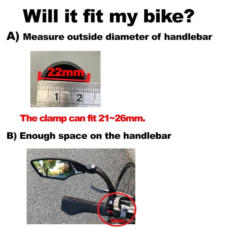 Hafny NEW Handlebar Bike Mirror, HD,Blast-resistant, E-bike Mirror, Glass Lens,