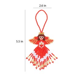 Red Angel Bead Holiday Ornament by Embera Bead Project, Christmas Decoration, Social Impact