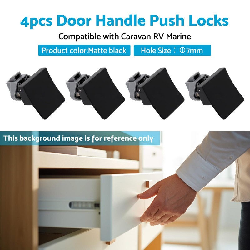 MAX COOL 4PCS Square Door Handle Push Locks Marine Latch