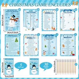 Containlol 187 Pcs Trivia Game for Adult with Pencils Christmas Party Games Sets Xmas Game Festival Guessing Activity for Adult Family Party Supplies(Winter)