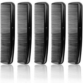 Black Pocket Comb Set - 5PCS, Sturdy Comb with Round Teeth for Men’s Beard, Mustache, and Hair Grooming, Travel-Friendly, Exquisite Gifts
