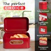 Plexon Red Bread Box for Kitchen Countertop with Lid and