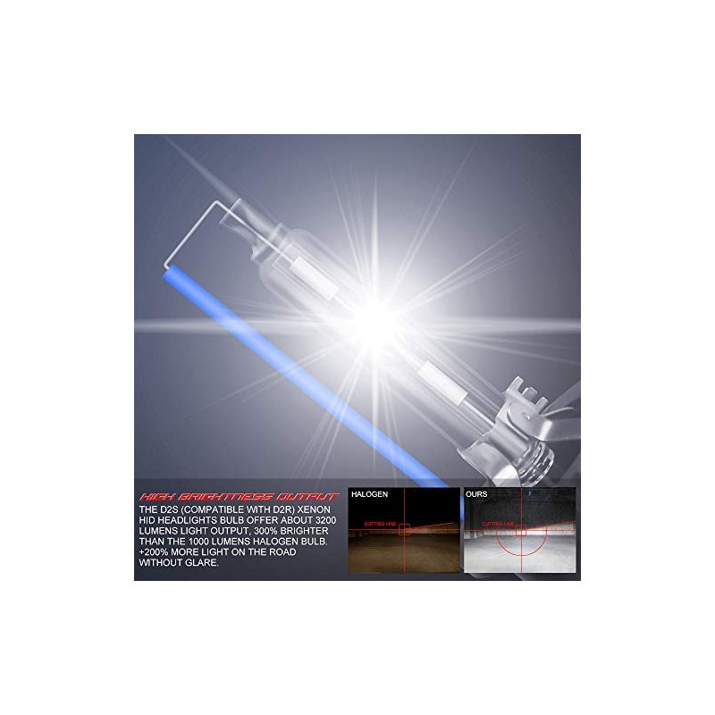 D2S HID Xenon Headlight Bulb 8000K, 12V 35W, Pack of